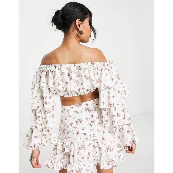 Collective The Label Bardot Rose Floral Flamenco Crop - Picture 2 of 12